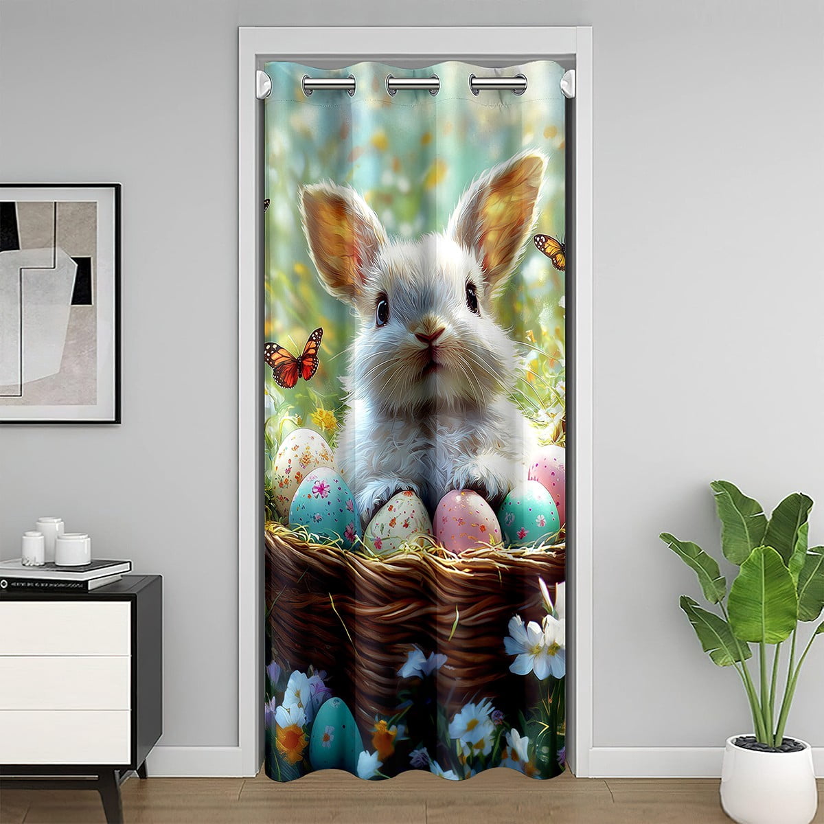 Cute Rabbit Blackout Door Curtain 80