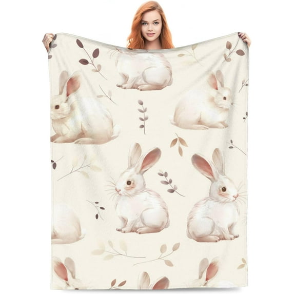 Cute Rabbit Blanket Gifts for Women Girls Adults Soft Warm Lightweight Cozy Animal Throw Blankets for Bed Sofa Living Room Couch Home Decor 50"x60"