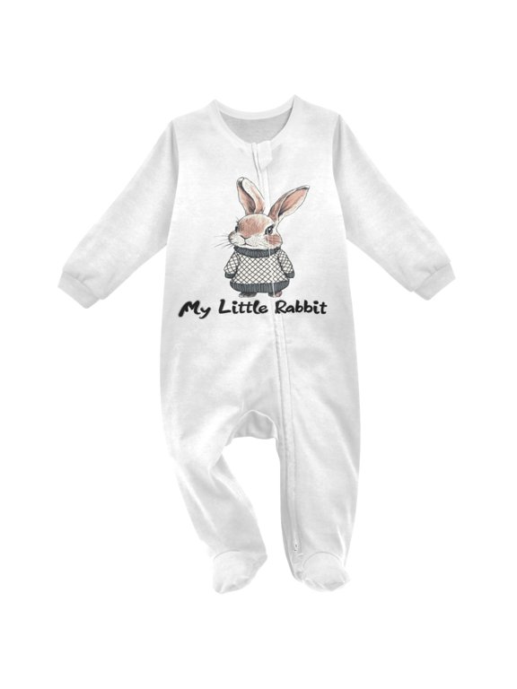 Cute Rabbit Boy Baby Sleeper One-Piece Footies Newborn Roomper 3Months