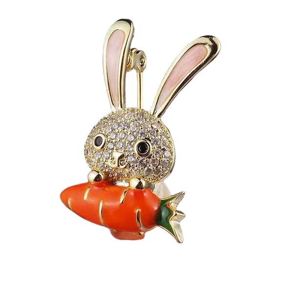 Cute Rabbit Brooch Japanese Style Mini Pin Elegant Rhinestones Encrusted Alloy Accessory