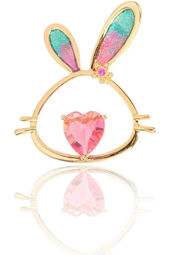 Cute Rabbit Brooch Pin for Women Heart Cubic Zirconia Hollow Bunny Animal Simple Lapel Pins Easter Badge Hat Bag Jacket Brooches Dress Suit Sweater Scarves Accessory Jewelry