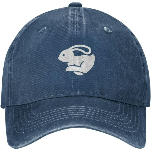 Cute Rabbit Bunny Running Distressed Adjustable Washed Denim Mens Dad Trucker Hat Baseball Ball Cap for Men