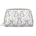 Cute Rabbit Colorful Flowers Large Travel Makeup Bag Pvc Leather