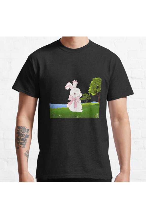 Cute Rabbit Design With Pink Bow Classic T-shirt