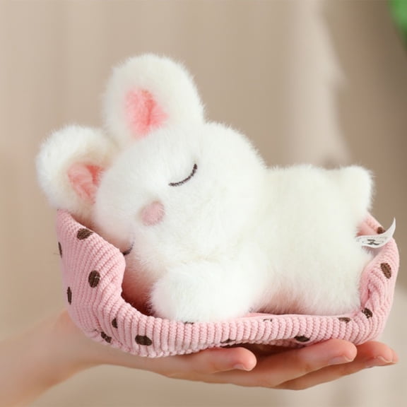 Cute Rabbit Desktop Plush Stuffed Animal Soft Toy for Kids Home Decor Pet Friendly Style E