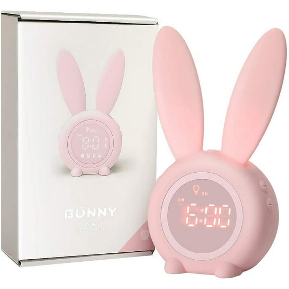 Cute Rabbit Digital Wake Up Clock with Night Light,Magnet Installation,Timed Fuction,Pink Bunny Digital Clock for Kids Girls Xmas Gifts