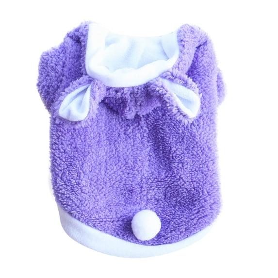 Cute Rabbit Dog Costume Pet Clothes,Thickened Double Layer Fleece Puppy Sweater With Bunny Ears & Tail For Small Dogs Cats Winter Wear