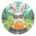 thumbnail image 1 of Cute Rabbit Drive Trees Round Wall Clock Silent Analog Battery Operated Gold Pointer Home Decor 9.84" Diameter, 1 of 11