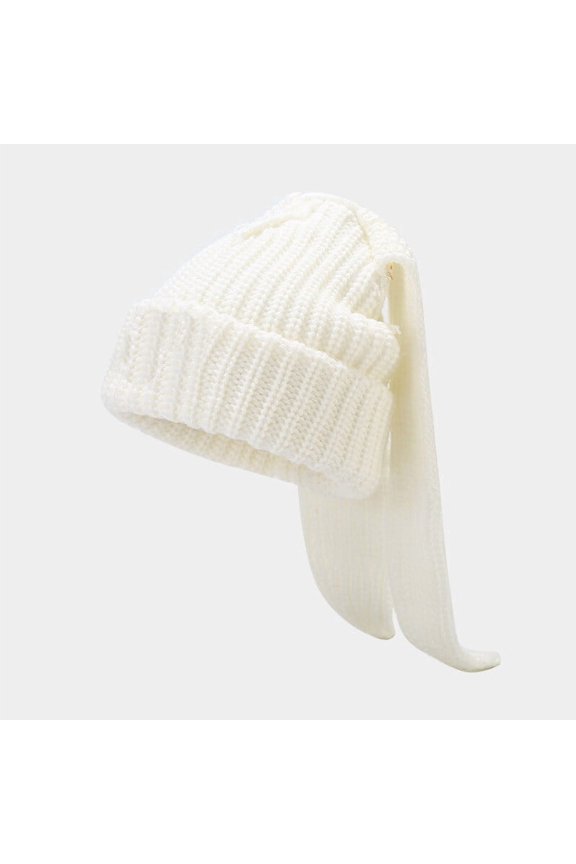 Cute Rabbit Ear Knit Hat Casual Thickenend Ear Protection Knit Hat for Woman