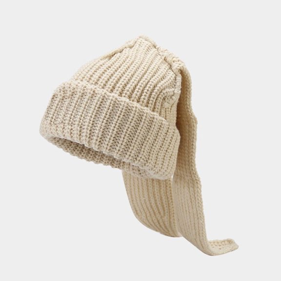 Cute Rabbit Ear Knit Hat Casual Thickenend Ear Protection Knit Hat for Woman