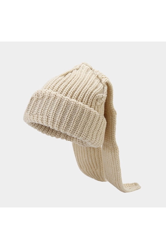 Cute Rabbit Ear Knit Hat Casual Thickenend Ear Protection Knit Hat for Woman