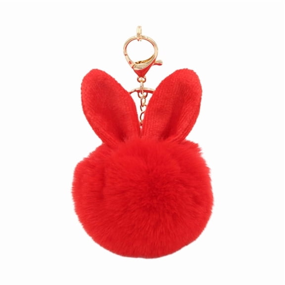 Cute Rabbit Ear Toy Plush Toy Keychain Pendant Schoolbag Backpack Hanging Ornament Bag Charm Furry Ball Toy Small Gift