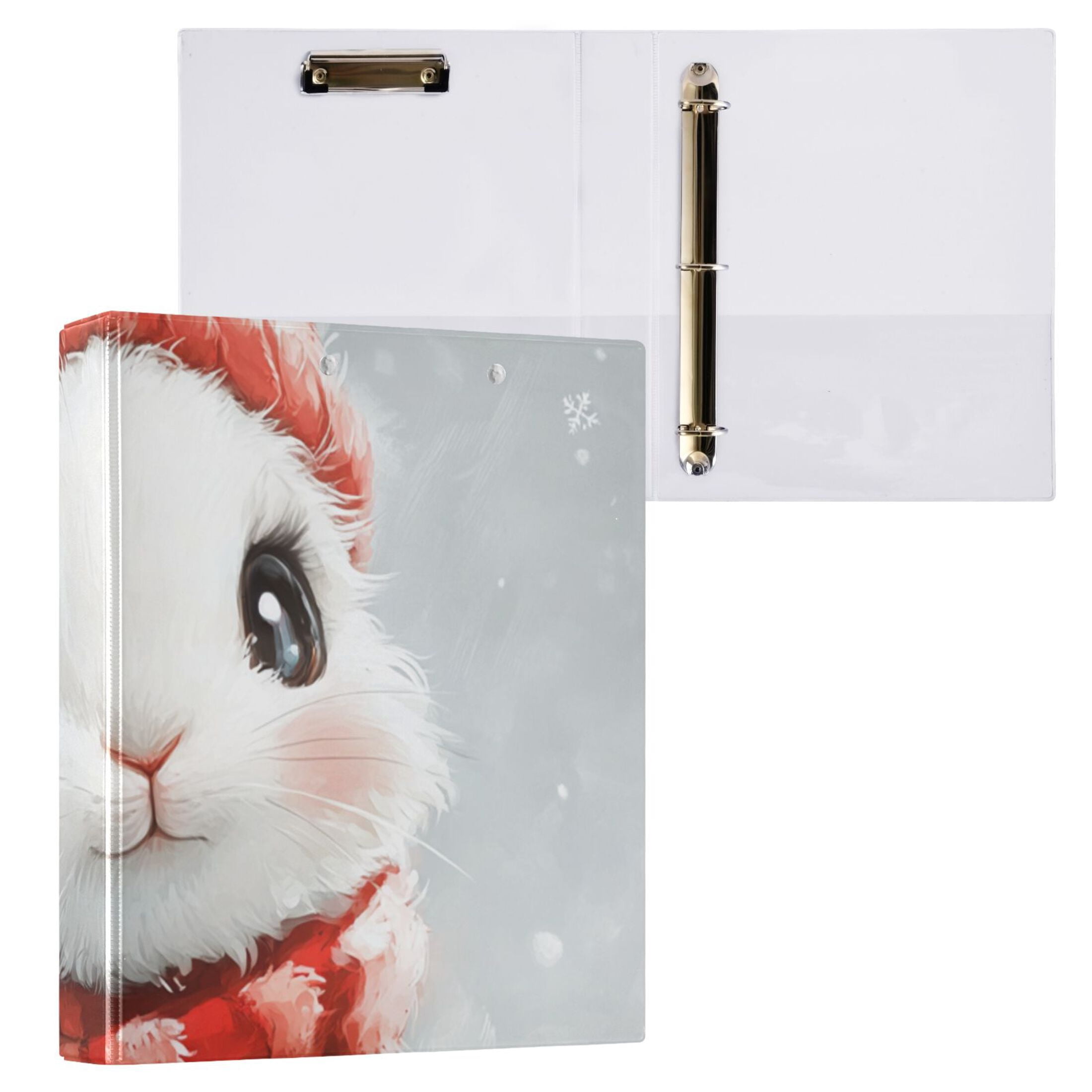 Cute Rabbit Easter 3 Ring Binders 1.5 inch Hardcover File Folders with Interior Pockets A4 Size Organizer for School Office Hospital