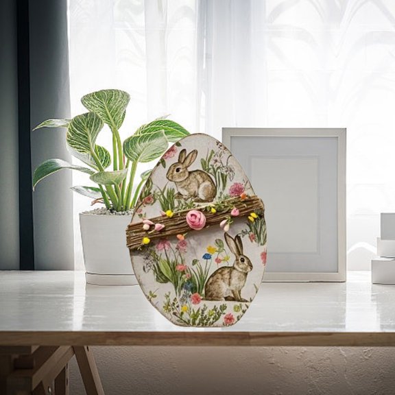 Cute Rabbit Easter Egg Wooden Ornament Easter Decoration Sparkling Spring Atmosphere Suitable For Home And In The To ! Ornament Strength Ornament Special Christmas Ornament Sparkly Ornament Sparkly