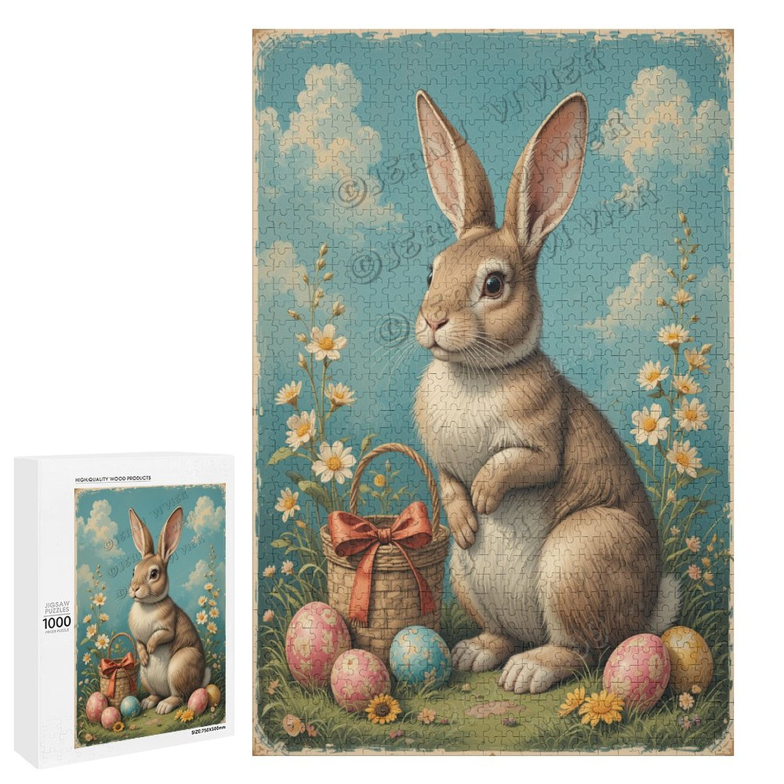 PICKFORU Easter Eggs & Blooms 1000 Piece Jigsaw Puzzle For Adults - Floral Spring Holiday Puzzle