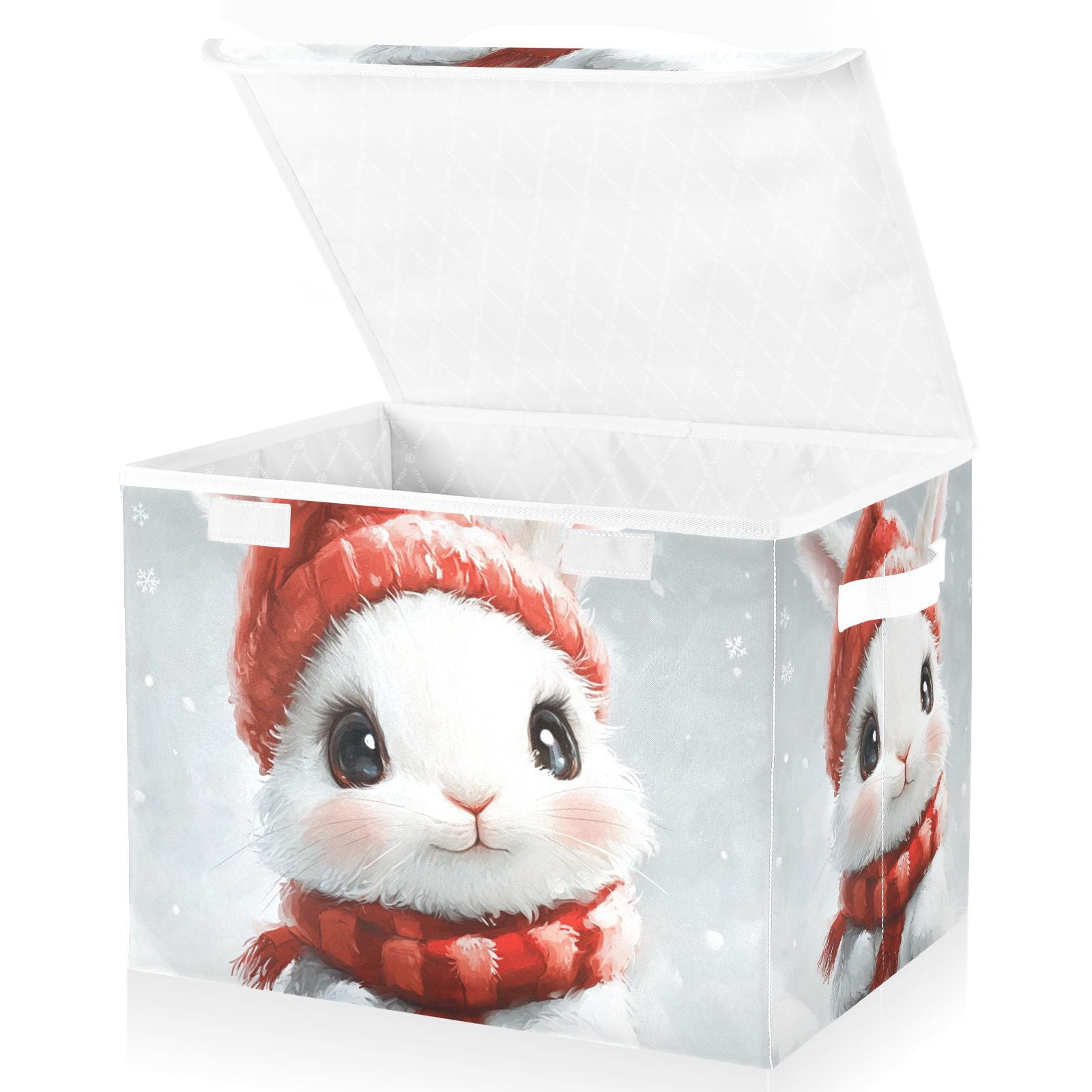 Cute Rabbit Easter Storage Basket for Shelves Foldable Container Organizer for Organizing Toys Clothes Books with Handles