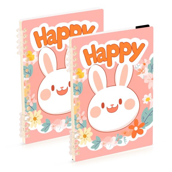 Cute Rabbit Face Garland Easter Notebook Detachable Coil Notebook Diary Plan Book A5 Size 60 Pages 1 Pack