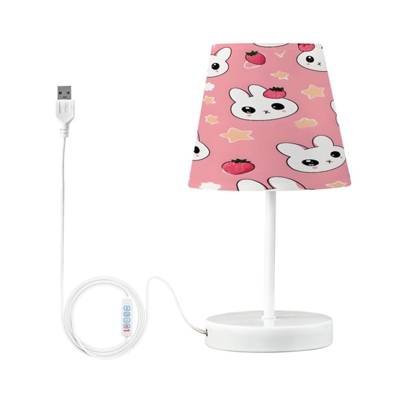 Cute Rabbit Face and Strawberry Desk Lamp LED Table Nightstand Lamps with 3 Color Temperatures for Home Bedroom Living Room Decor 8x12