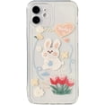 thumbnail image 1 of Cute Rabbit Flower Love Heart Clear Soft  for iPhone Case (Clear,iPhone 13 Pro), 1 of 6