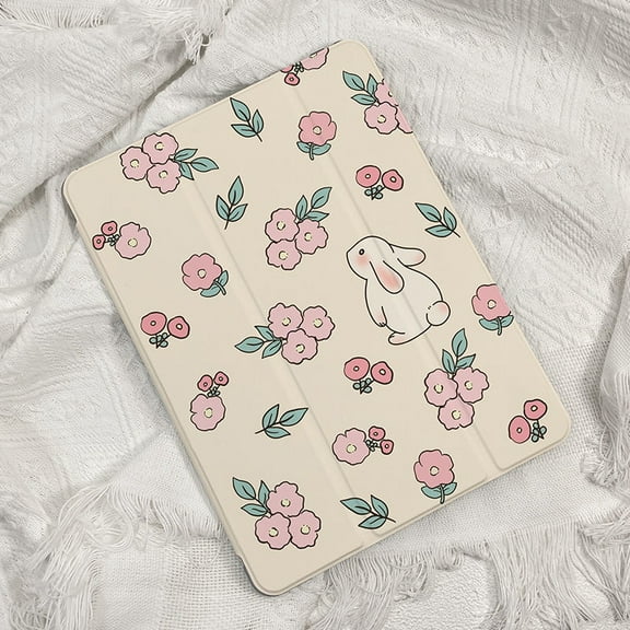 Cute Rabbit Fragmented Flower iPad Case For iPad gen9 gen8 gen7 10.2 Air4 Air5 10.9 Pro11 2020/2021 gen 10 2022 iPad Case with Pen Holder