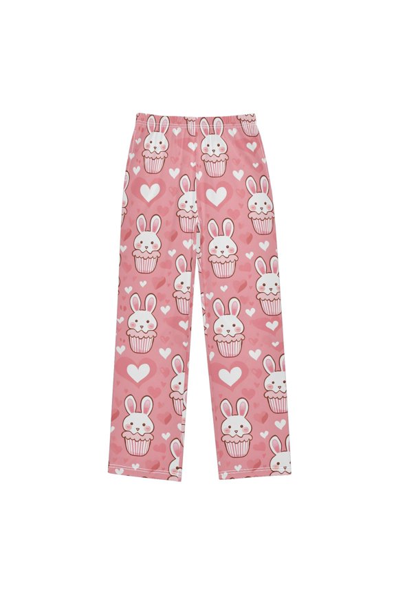 Cute Rabbit Head Pattern Pajama Pants Soft Lightweight Lounge Pants Bottoms Sleep Pants Warm Comfy
