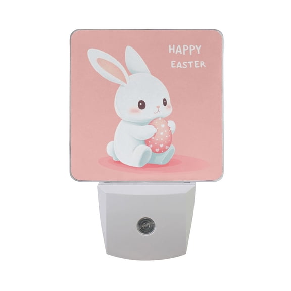 Cute Rabbit Holding Egg Easter LED Night Light with Smart Sensor Plug Into Wall Dusk to Dawn 2 packs