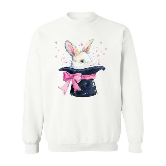 Cute Rabbit Inside Hat. Sweatshirt Women - Women Sweatshirt, White, 5XL