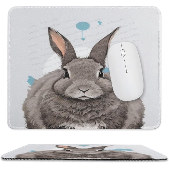 Cute Rabbit Mouse Pad, Square Non-Slip Rubber Personalized Computer Mouse Mat, Cute Desk Mouse Pad for Gaming Office Laptop Home, Gift for Kids 10x12 inch