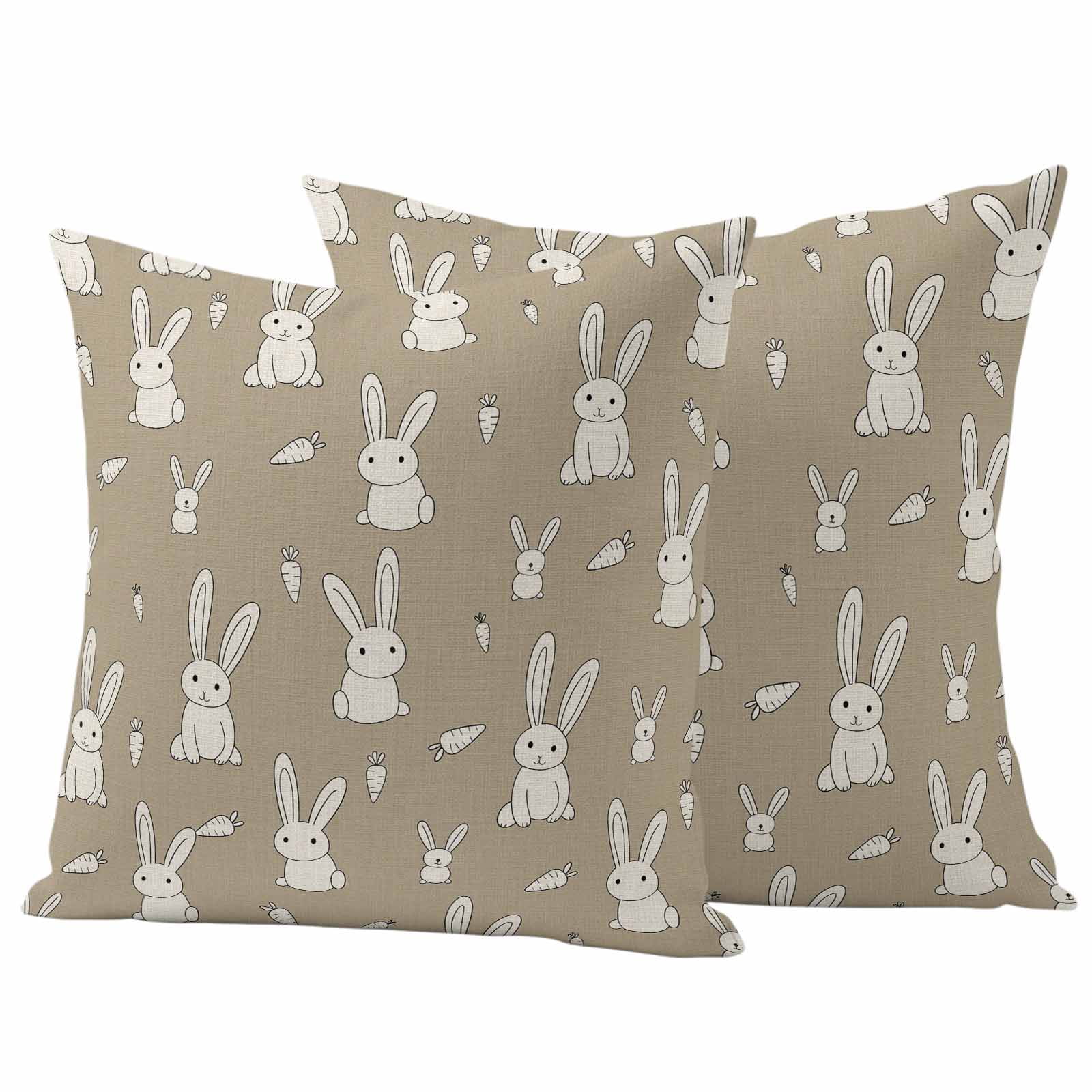 Cute Rabbit Outdoor Waterproof Pillow Covers, Cartoon Carrots Harmony ...
