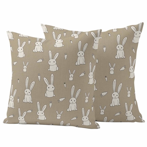 Cute Rabbit Outdoor Waterproof Pillow Covers, Cartoon Carrots Harmony ...