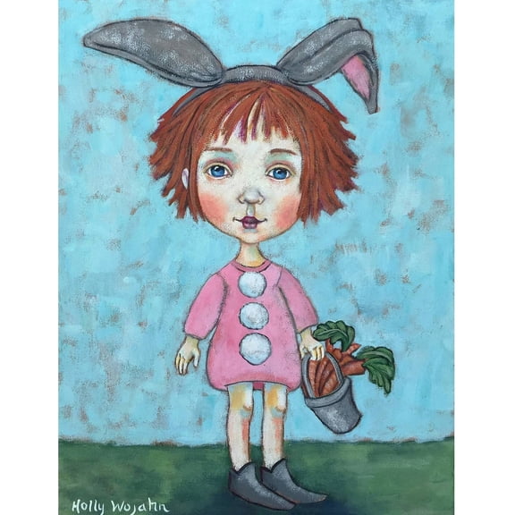 "Cute Rabbit" Painting Print on Wrapped Canvas