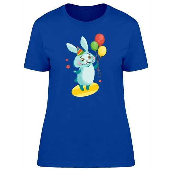 Cute Rabbit Party Cartoon T-Shirt Women -Image by Shutterstock, Female Small