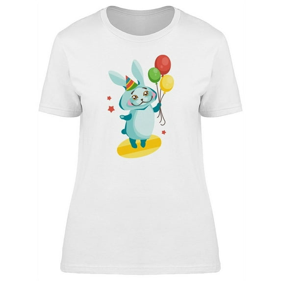 Cute Rabbit Party Cartoon T-Shirt Women -Image by Shutterstock, Female x-Large
