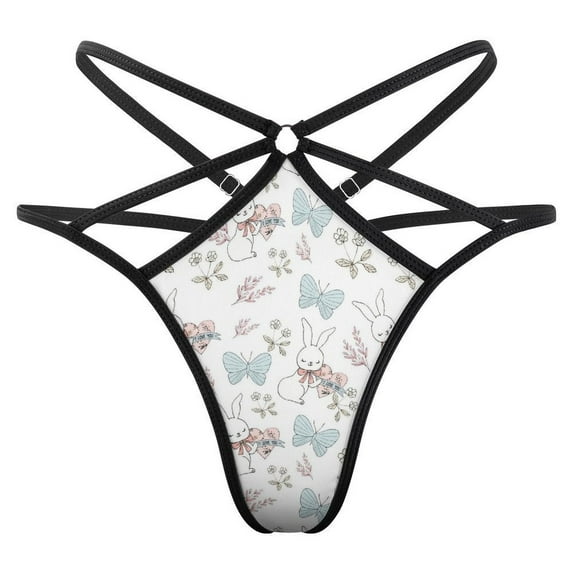 Cute Rabbit Pattern Open Type Women's Panties Crotch Opening G-strings Thongs Lingeries Underwear