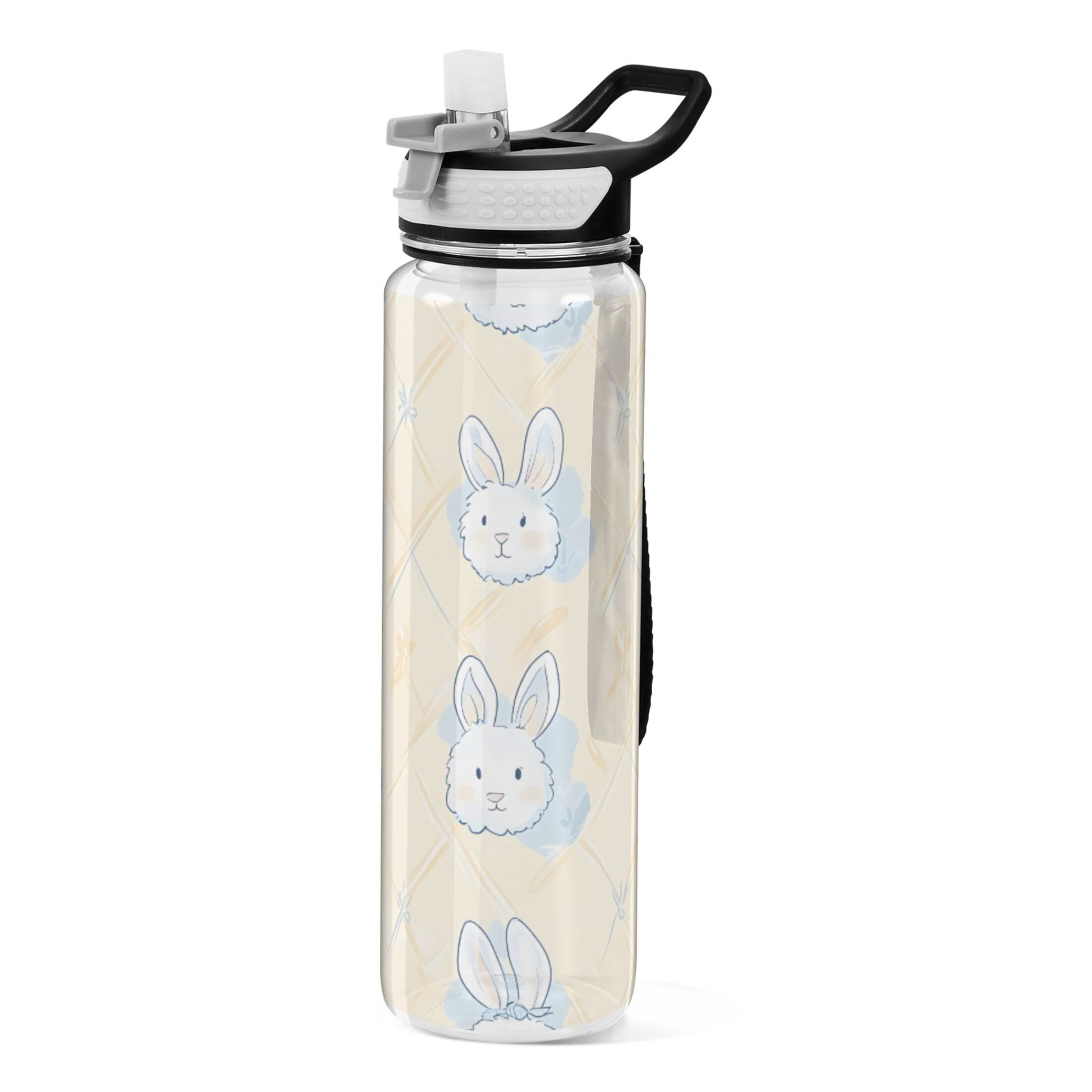 Cute Rabbit Pattern Sport Water Bottle Tritan with Straw 1000ml ...