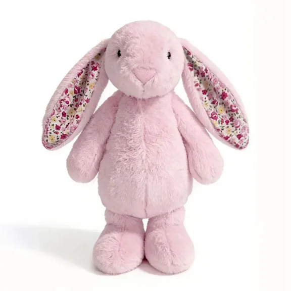Cute Rabbit Plush Toy, Floral Lop-Eared Bunny Plush Doll, Soft Huggable Stuffed Animal for Children, Birthday Gift, Home Decoration, Soft Cuddly Gift