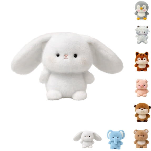 Cute Rabbit Plush Toy, Soft Cartoon Animal Stuffed Doll, Adorable Sitting Plush Figure for Home Interior Display and Holiday Present