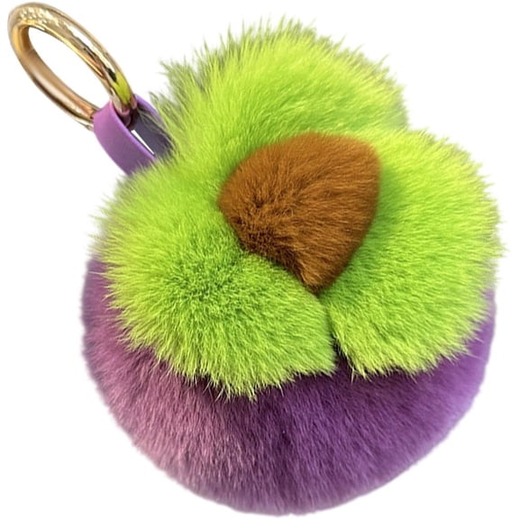 Cute Rabbit Pompom Keychain, Fluffy Bunny Key Ring for Women Girls Bag Charm