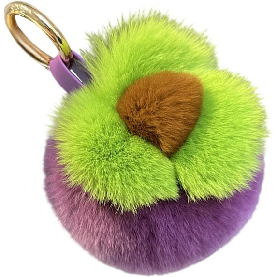 Cute Rabbit Pompom Keychain, Fluffy Bunny Key Ring for Women Girls Bag Charm