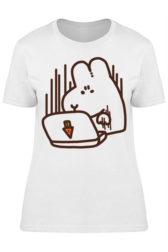Cute Rabbit Programmer T-Shirt Women -Image by Shutterstock, Female Medium