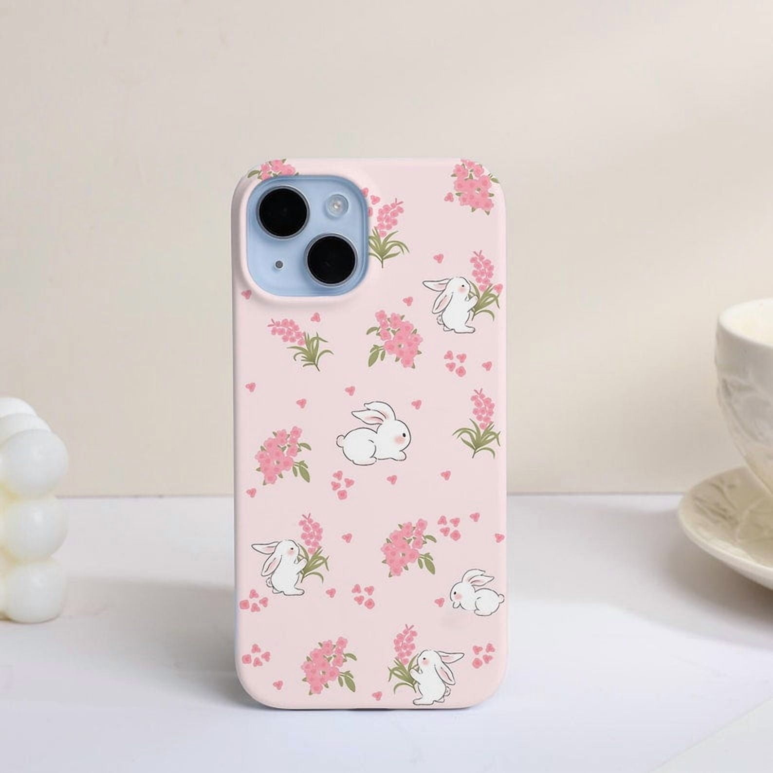 Cute Rabbit Retro Cartoon Artwork Phone Case Playful Pink Design for ...