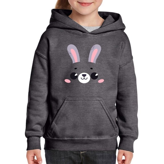 Cute Rabbit Smile Face Hoodie Juniors -Image by Shutterstock,  Medium