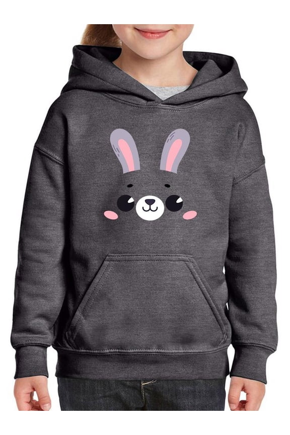 Cute Rabbit Smile Face Hoodie Juniors -Image by Shutterstock,  Small