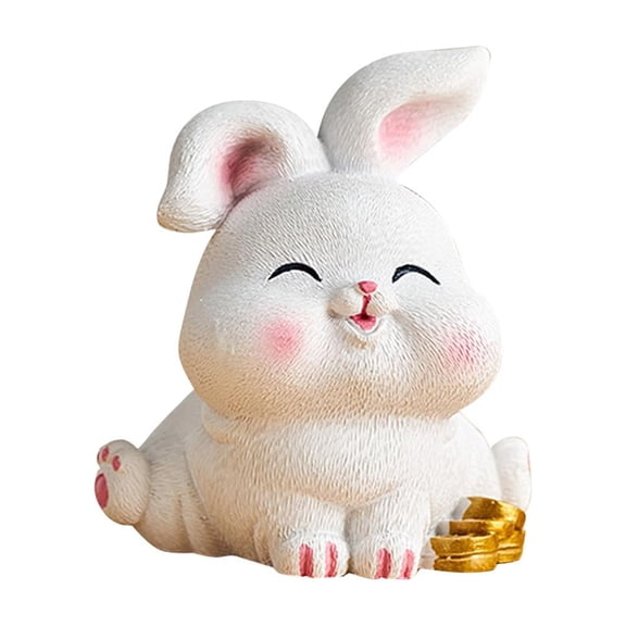 Cute Rabbit Statue Miniature Animal Sculpture Desktop Ornament Craft for Bookshelf Bedroom Office Living Room Table Decor , StyleD