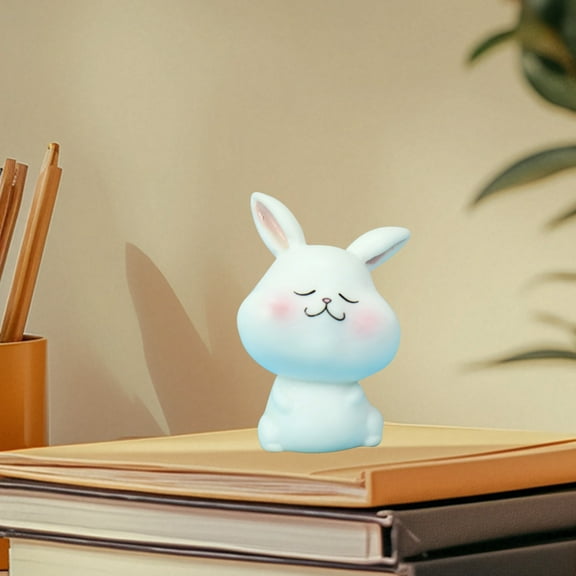 Cute Rabbit Statue Pink Blue Resin Animal Figurine Decorative Garden Ornament Home Decor Sculpture Handcrafted Art Piece Gift Idea