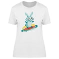 thumbnail image 1 of Cute Rabbit Surfing Cartoon T-Shirt Women -Image by Shutterstock, Female Small, 1 of 2