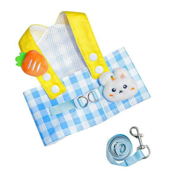 Cute Rabbit Themed Adjustable Pet Harness and Leash Set for Small Dogs and Cats Comfortable Secure Outdoor Walking Gear with Reflective Stitching