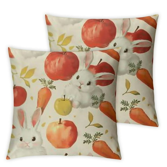 Cute Rabbit Throw Pillow Covers  for Kids Boys Girls Teens Toddler Cartoon Animal Cushion Case Lemon Decorative Pillowcase Carrot Home Decor