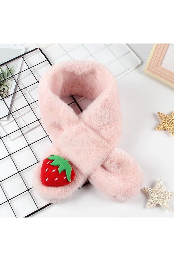 Cute Rabbit Warm Scarf Cartoon Faux Plush Cross Collar Fluffy Neck Warmer