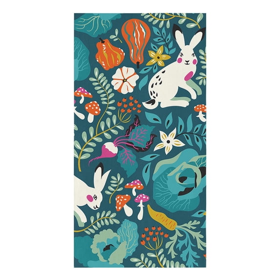 Cute Rabbit Watercolor Flower Animal Kitchen Towels Household Kitchen Tools Accessories Microfiber Wiping Towel Cleaning Cloth